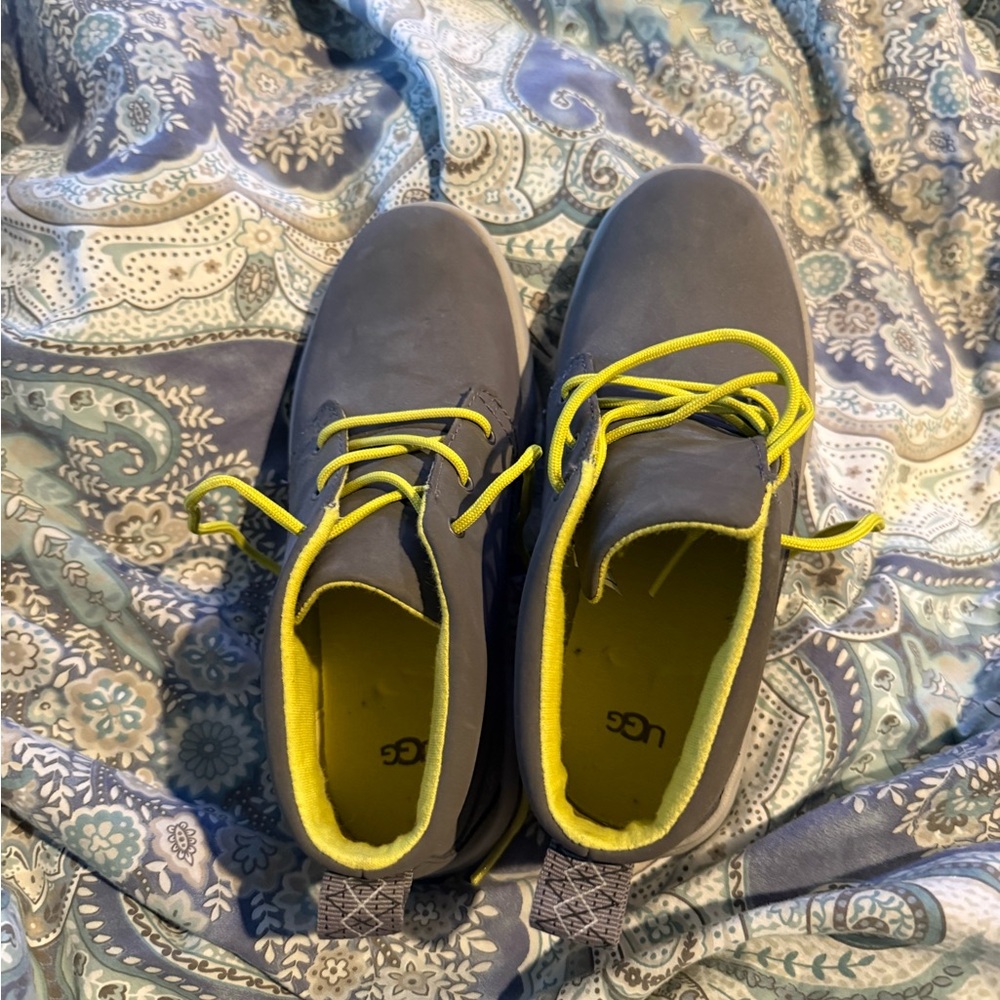 UGG Gray Boots with Yellow Laces